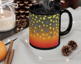 Brook Trout Skin Pattern Ceramic Coffee Mug | Fly Fishing Cup