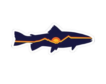 Trout Sunset Pattern Vinyl Sticker for Trout and Fly Fishing Lovers Outdoor Nature Decal