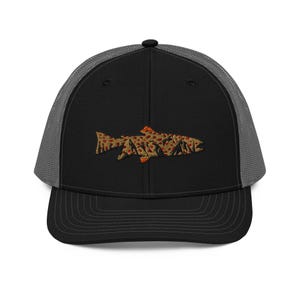 Embroidered Brown Trout Snapback Trucker Cap  - Fly Fishing Fisherman Hat - Richardson 112 Cap