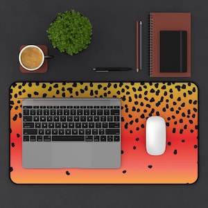 Cutthroat Trout Skin Desk Mat Unique Office Decor for Trout Fishing Enthusiast, Fishermen Desk Accessories, Ergonomic Workstation Mat
