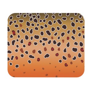 Brown Trout Skin Mouse Pad Fly Fishing Accessory Fathers Day Gift for Fishermen, Rectangle Desk Pad Trout Pattern