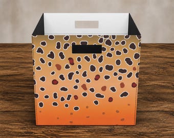 Brown Trout Skin Pattern Felt Storage Box | Shelf Cube