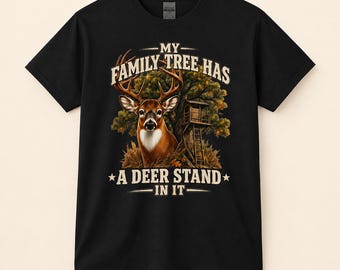 Deer Hunting Shirt for Men Funny Deer Hunter T-Shirt My Family Tree Deer Stand Shirt Hunting Camp Tee  Whitetail Deer Gift for Dad Husband