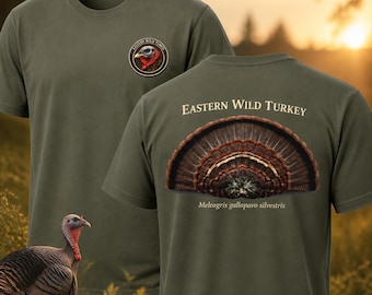 Eastern Wild Turkey Tail Fan Cotton T-Shirt | Game Bird Tee