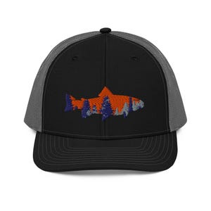 Geborduurde rustieke forel snapback truckerpet - visser hoed vliegvissen - Richardson 112 pet