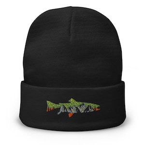 Brook Trout Embroidered Fisherman Beanie Fly Fishing Beanie for Men or Women
