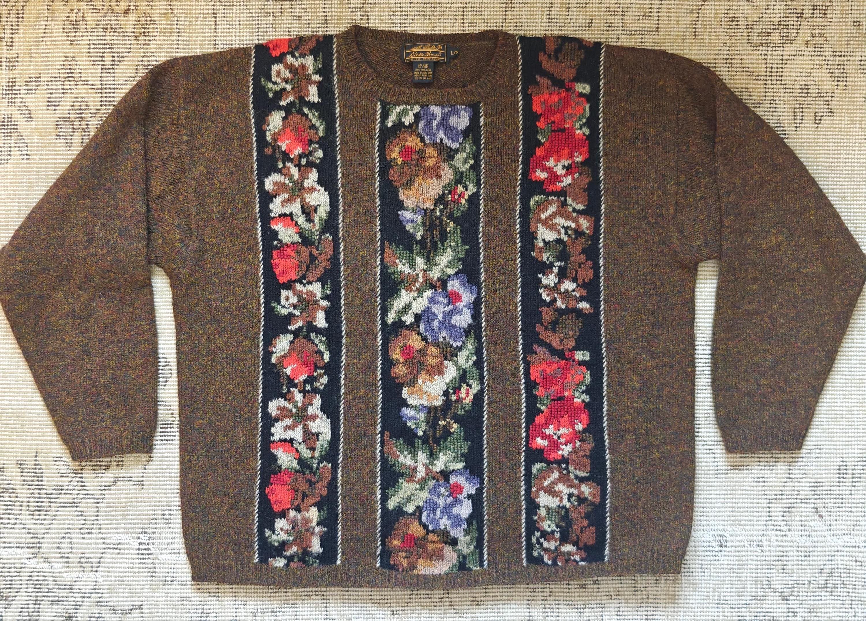 90s Floral Sweater - Etsy