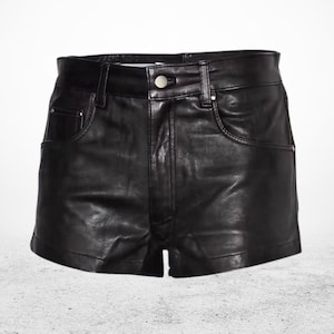 Men’s Trendy Black Leather Shorts | Handmade Real Leather Streetwear | Stylish Casual Fit | Gift for Him