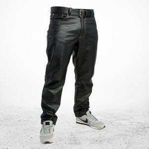 Men’s Genuine Leather Jeans – Heavy-Duty Handmade 501 Style Pants | Real Biker Leather Trousers