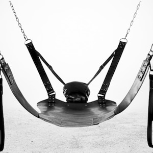 Handcrafted Black Leather Adult Sling with Straps| Leather Adult Swing