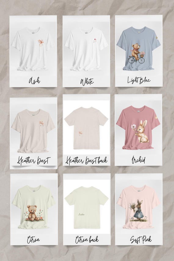Adult Personalized Everyday Tees .Subtle Whimsical Color Palette, Unisex Jersey Short Sleeve Tees,Casual Shirt,Lightweight Tees .