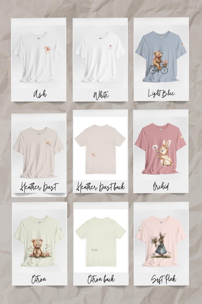 Adult Personalized Everyday Tees .Subtle Whimsical Color Palette, Unisex Jersey Short Sleeve Tees,Casual Shirt,Lightweight Tees . image 1