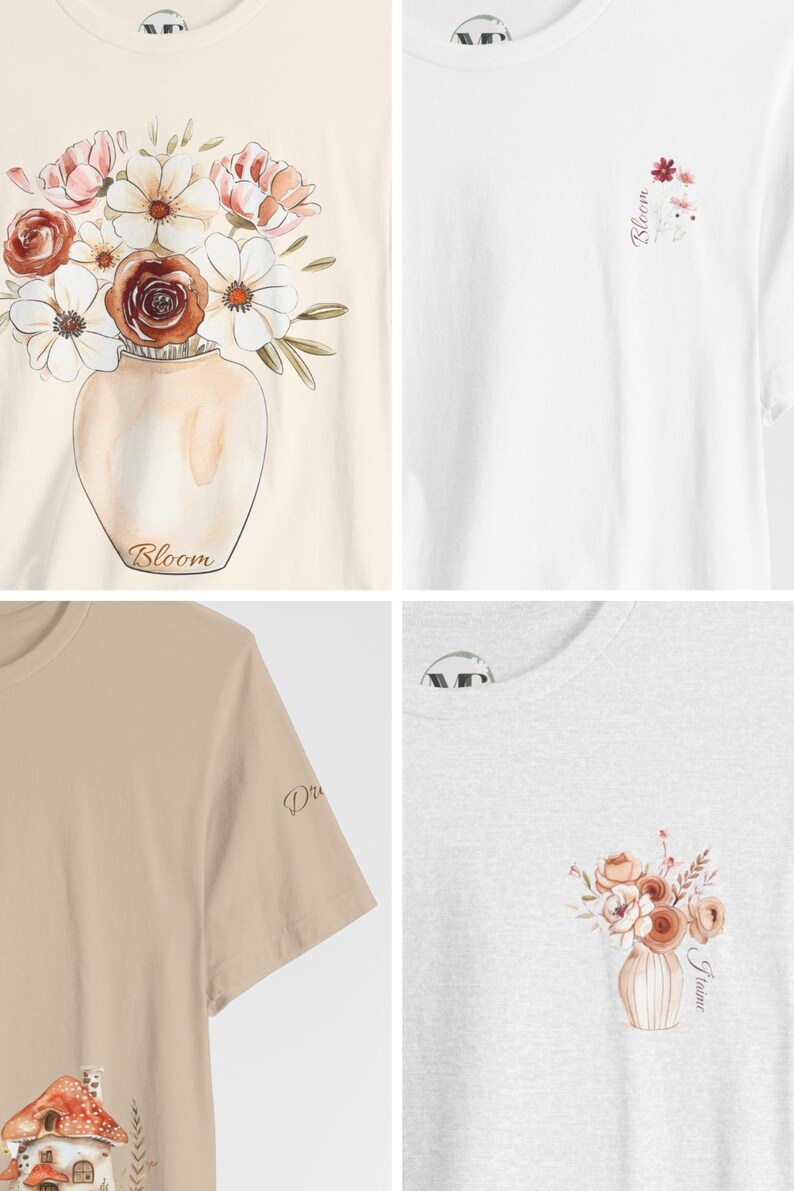 Adult Personalized Everyday Tees .Subtle Whimsical Color Palette, Unisex Jersey Short Sleeve Tees,Casual Shirt,Lightweight Tees . image 4