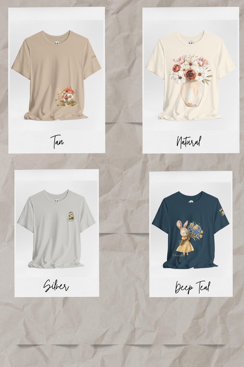 Adult Personalized Everyday Tees .Subtle Whimsical Color Palette, Unisex Jersey Short Sleeve Tees,Casual Shirt,Lightweight Tees . image 3