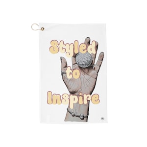 Hand Designed Golf Towel for Her - Styled to Inspire, Golf Accessory, Unique Gift for Golf Lovers, Motivational Towel, Sports Towel