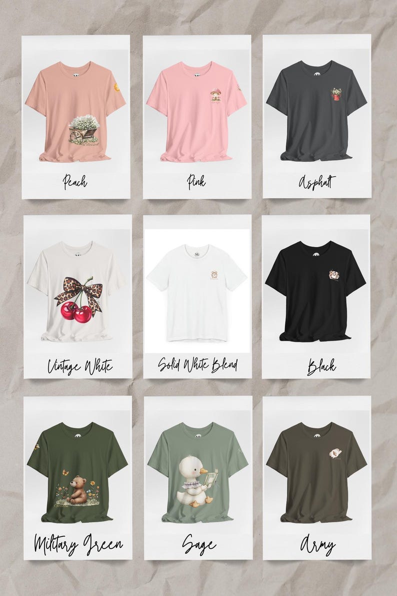 Adult Personalized Everyday Tees .Subtle Whimsical Color Palette, Unisex Jersey Short Sleeve Tees,Casual Shirt,Lightweight Tees . image 2