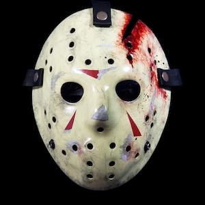 Hockey mask jason part 4 realistic effects  Handmade Horror slasher Collectible halloween cosplay replica adjustable.