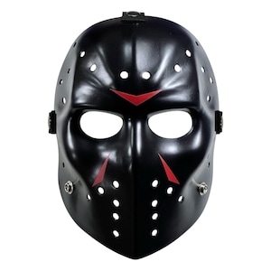Hockey Mask jason goalie vintage. black matte, Exclusive Handmade Horror Collectible halloween replica.