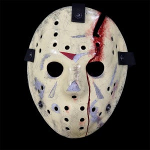 Hockey mask jason part 4 destroyed bloody realistic effects  Handmade Horror slasher Collectible halloween cosplay replica adjustable