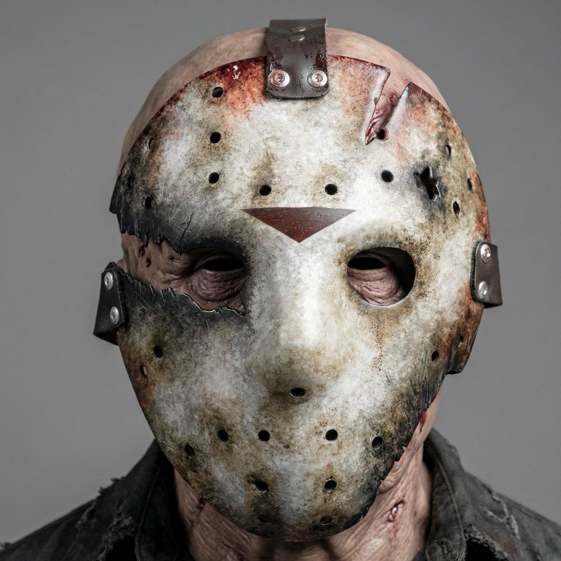 Hockey Mask Jason Part 9 Broken Burned Bloody, Realistic Effects