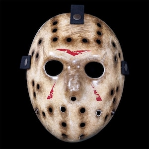 Máscara de hockey Jason remake exclusivo, efectos realistas, réplica de cosplay de Halloween coleccionable de terror hecha a mano.