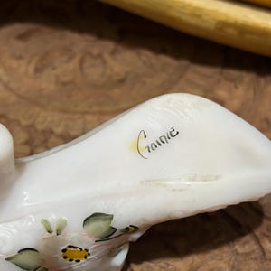 Vintage Fenton Milk Glass Shoe – Hand Painted Floral Boot Signed by Gracie – Victorian Style Slipper Figurine