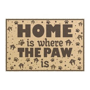 Pet Lover Doormat - &quot;Home is Where the Paw Is&quot; Entry Rug, Pet Decor, Home Welcoming Mat, Gift for Dog or Cat Owners, Funny Welcome Mat