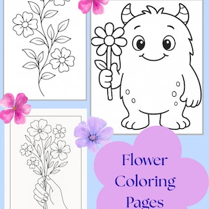 Flower Coloring Pages: Relaxing Floral Art, Printable Designs (Digital Download)
