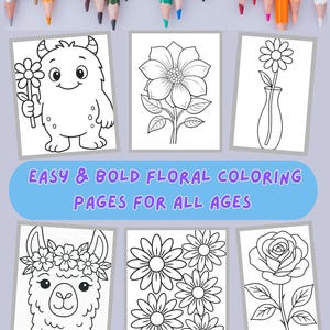 Floral Coloring Pages for ALL ages Printable Flower Art for Relaxation & Creativity