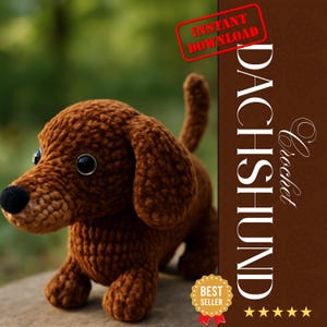 Dackel Hund Häkelanleitung PDF | Amigurumi Wurst Hundespielzeug Muster | Anfängerfreundlich | Häkelanleitung für Kuscheltier