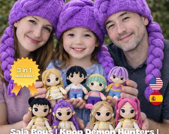 Kpop Demon Hunters Amigurumi Crochet Pattern Bundle | Dolls Mira Rumi Beanie Zoey, Saja Boys