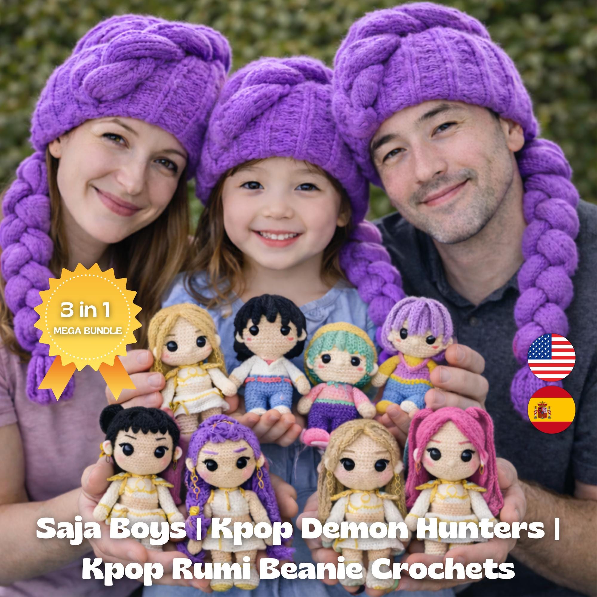 KPop Demon Hunters サジャボーイズ あみぐるみ 5体セット Kpop Demon Hunters Amigurumi Crochet Pattern Bundle | Dolls Mira
