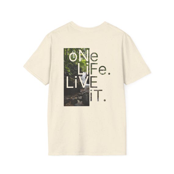 Costa Rica Jungle Waterfall Shirt - One Life Live It Back Print | Nature Graphic Tee | Outdoor Adventure Aesthetic | Motivational T-Shirt