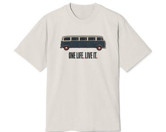 Vintage Camper Van Tee | One Life Live It Road Trip Shirt (Heavyweight Cotton)