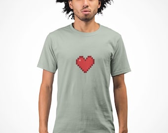 8bit Heart Unisex T-Shirt, Retro Computer Style Tee, Vintage Gaming Top, Gamer Gift Shirt, Geek Chic Clothing