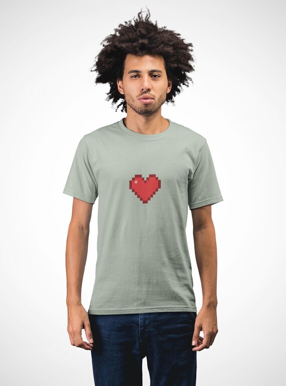 8bit Heart Unisex T-Shirt, Retro Computer Style Tee, Vintage Gaming Top, Gamer Gift Shirt, Geek Chic Clothing
