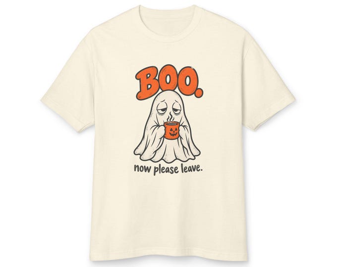 Funny Introvert Halloween Ghost Coffee Tee | Vintage Garment-Dyed Cotton