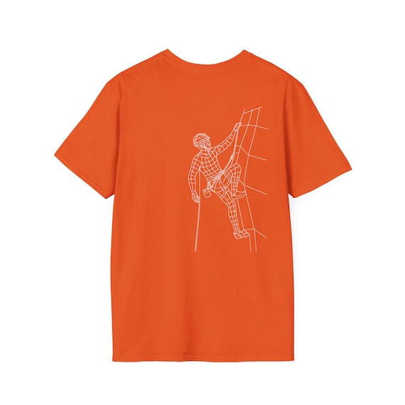 OLLI Rock Climbing Shirt | Minimalist White on Orange Tee for Climbers, Nature Seekers, and Bold Statement Lovers