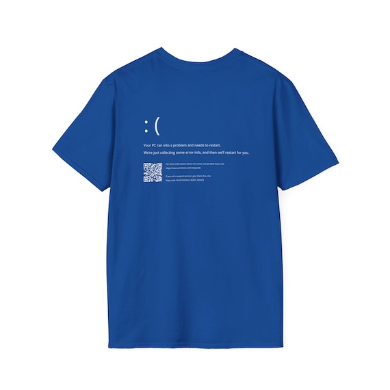 Geeky Halloween BSOD Unisex Softstyle T-Shirt - Funny Computer Nerd Gift, Tech Lover Tee, Programmer Shirt, IT Halloween Costume, Geeky