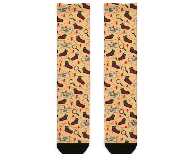 The Dryer Knows Socks | Funny Missing Sock Conspiracy Crew Socks, Stocking Stuffer