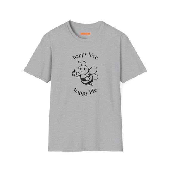 Happy Hive Happy Life Bee Pun Unisex T-Shirt, Beekeeper Gift, Funny Bee Tee, Nature Lover Shirt, Bee Lover Top