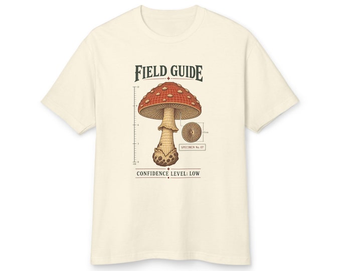 Mushroom Field Guide Shirt | Confidence Level Low Funny Foraging Tee, Vintage Botanical T-Shirt