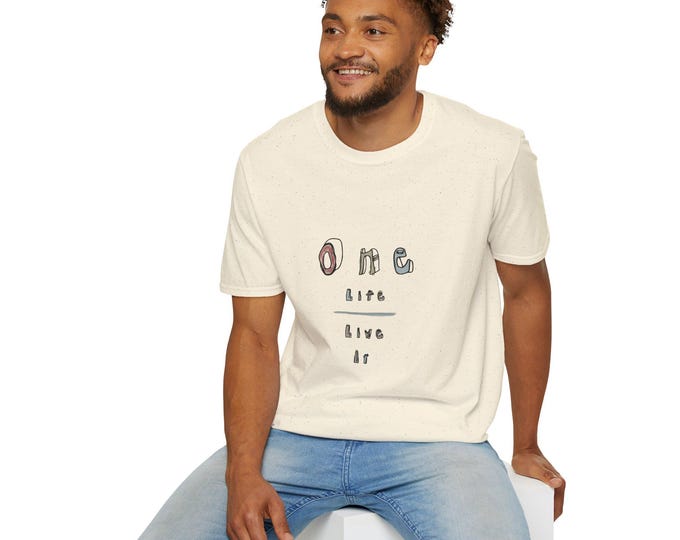 One Life Live It Colorful Handdrawn Font Design T-Shirt, Live Life to the Fullest Reminder Tee, Unisex Softstyle Graphic Shirt,