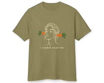 I Carrot Hear You Shirt | Funny Carrot Pun Line Art Face T-Shirt