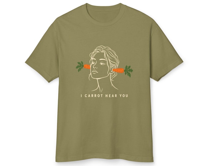 I Carrot Hear You Shirt | Funny Carrot Pun Line Art Face T-Shirt