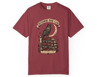 Burgundy Raven Book Club Shirt | Gothic Dark Academia Tee (100% Cotton)