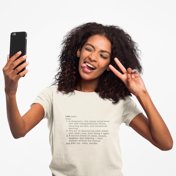 Dictionary Shirt 'Life' Clever Typographic Front Print with Playful Definition | Minimalist Tee for Joy-Seekers & Deep Thinkers
