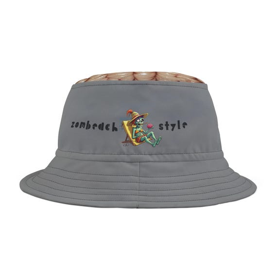 Bucket Hat, Halloween Zombie Brain Beach Funny Hat, Brains Print, Costume Cap, Trick or Treat Accessory