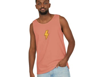 Pixel Lightning Bolt Unisex Tank Top, Summer Shirt, Graphic Tee, Trendy Apparel, Casual Wear, Gift for Him/Her