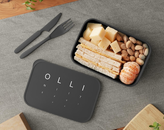 Modern Bento Box with Utensils, Stylish Meal Prep Container, Eco-Friendly Lunch Box, Perfect for Work & School, Gift for Foodies